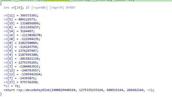 Encoded Encryption Key blob in 64-bit version