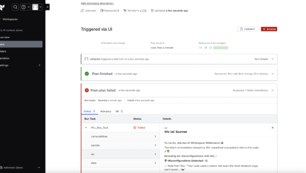 Wiz + Hashicorp: Integration with Terraform Run Tasks