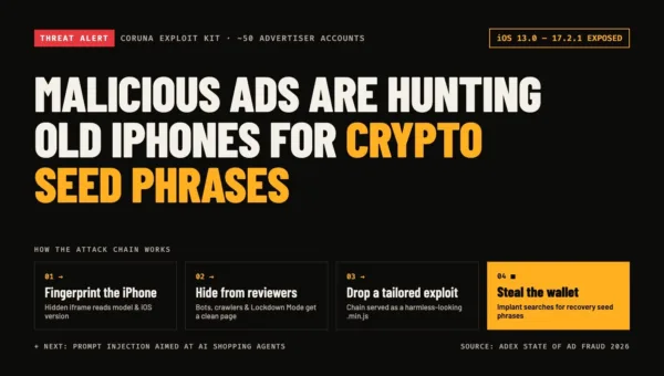 Coruna iOS Exploit Kit Hidden Behind Malicious Ads Targets Crypto Seed Phrases, ADEX Reports