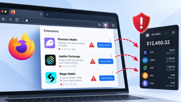 Hackers Use Fake Phantom, Jupiter, and Bitget Firefox Extensions to Target Cryptocurrency Wallets
