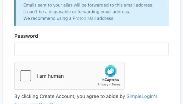 SimpleLogin creating account.webp