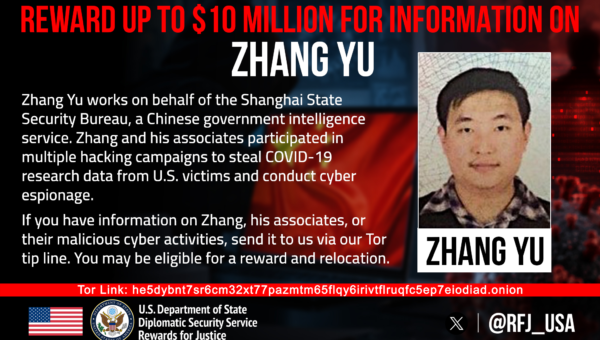 U.S. Offers $10 Million Reward for Alleged HAFNIUM Hacker Zhang Yu